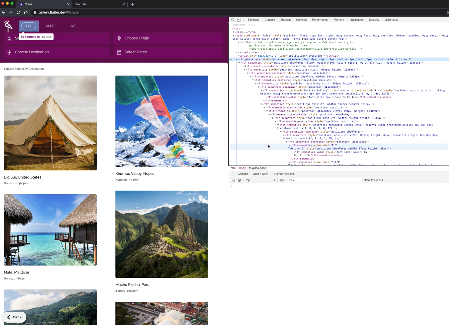 Every Flutter web app exposes a semantic tree to accessibility tools like VoiceOver.