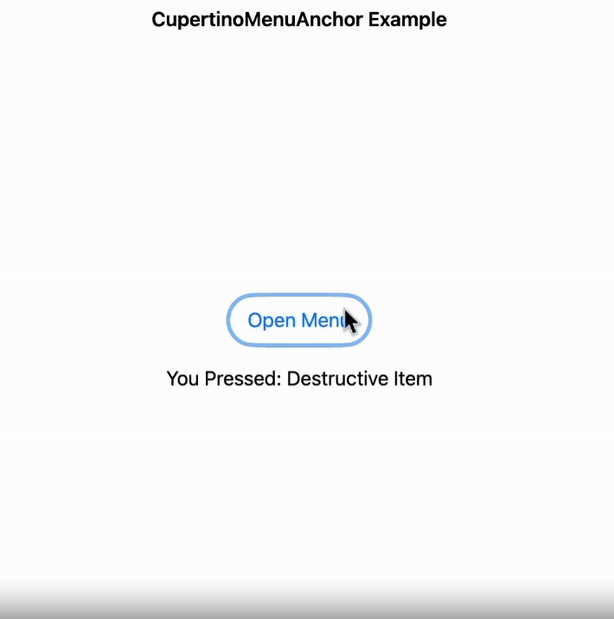 Example of CupertinoMenuAnchor in action.